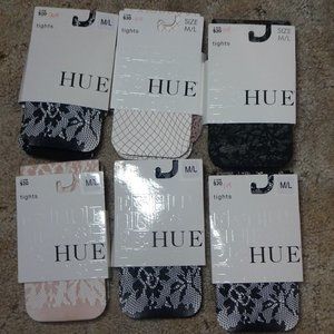 HUE Textured and Patterned Tights Bundle Set of 6 Size Medium Black Ballet